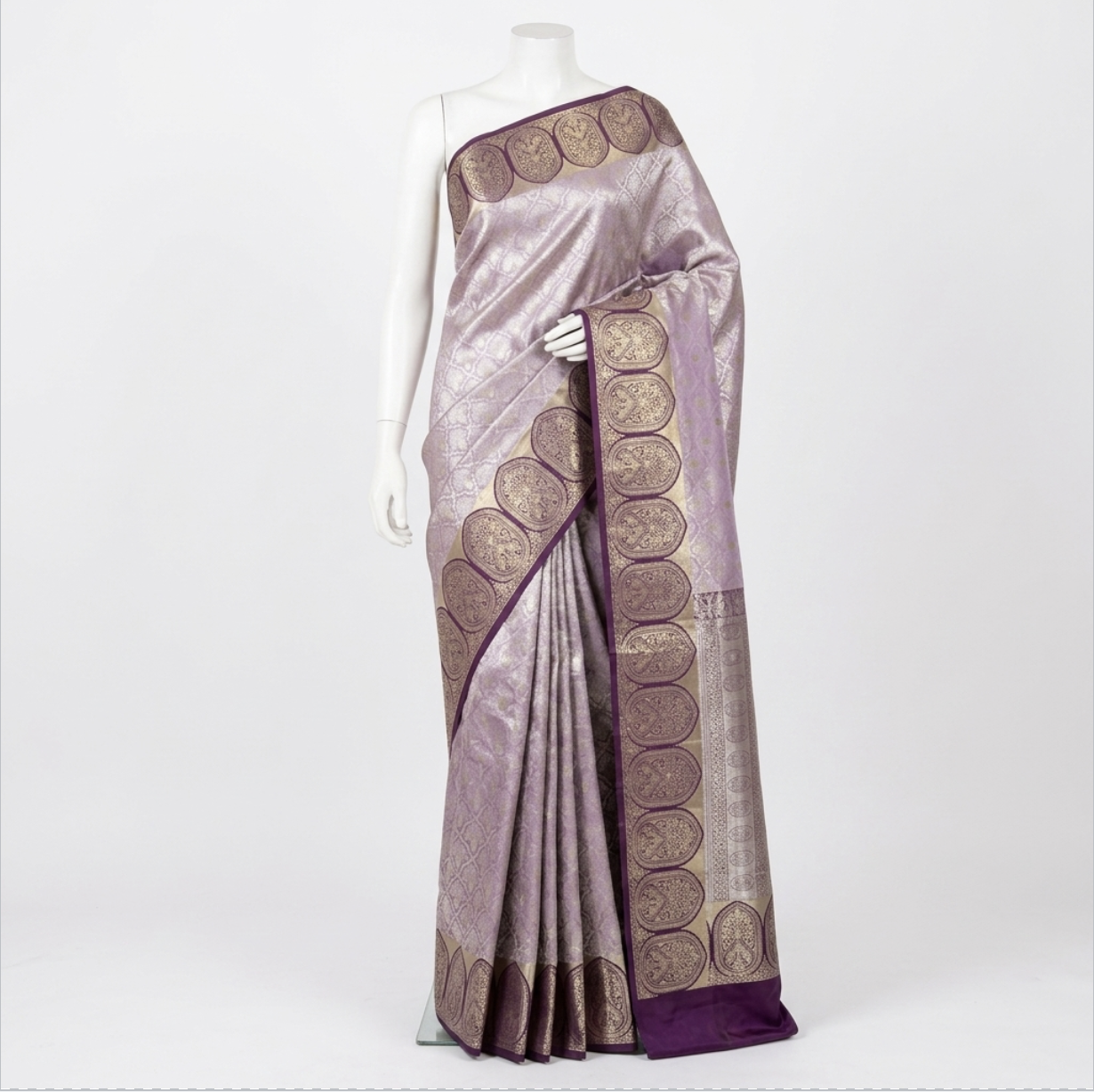Lavender Heritage Zari Saree