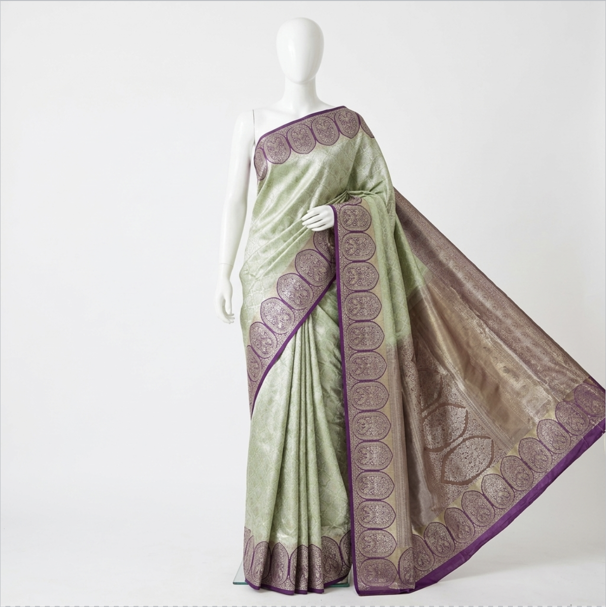 Mint Green Regal Zari Saree