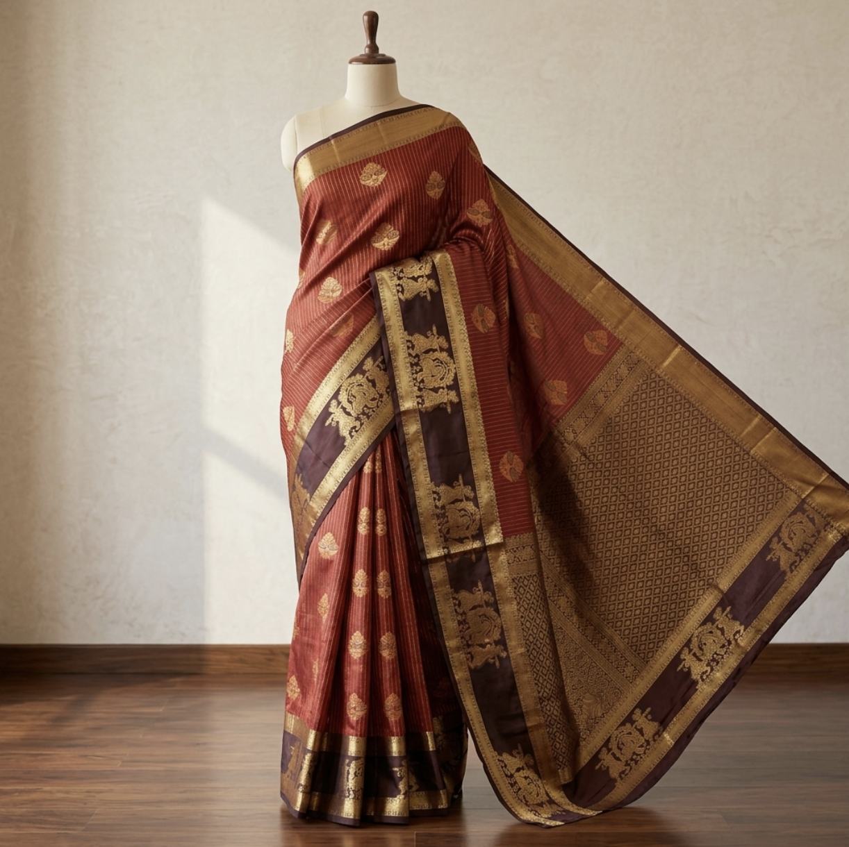 Rust Maroon Royal Semi Silk Saree