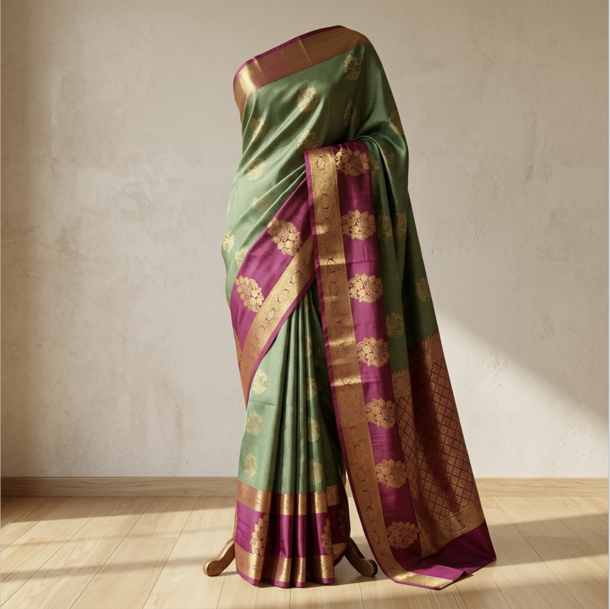 Sage Green Classic Semi Silk Saree