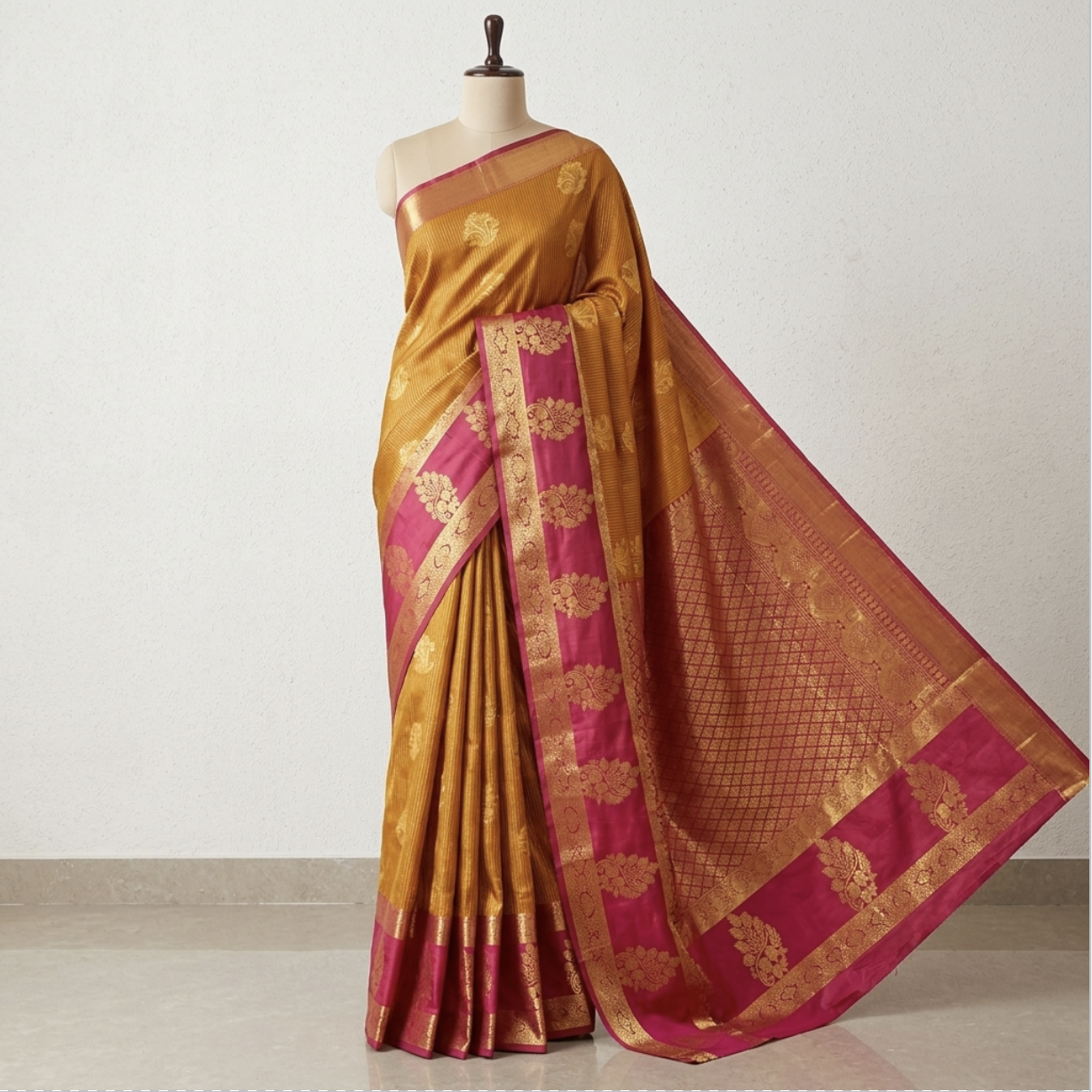 Mustard Gold Signature Semi Silk Saree
