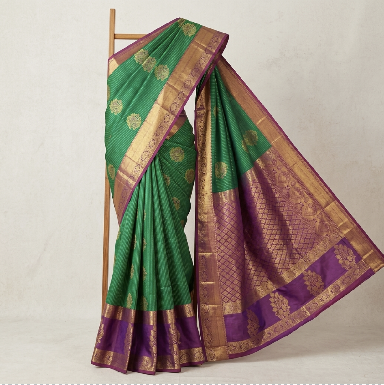 Emerald Green Semi Silk Saree
